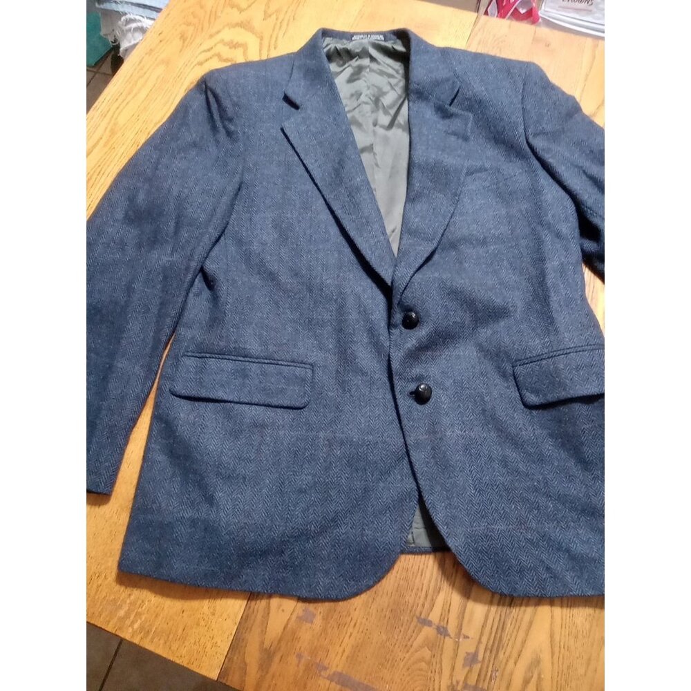 STANLEY BLACKER Mens BLAZER WOOL 44R BLUE ? BROWN Preowned Coat Jacket Sport ?